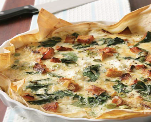 Pumpkin-and-spinach-quiche-with-mountain-bread-base.